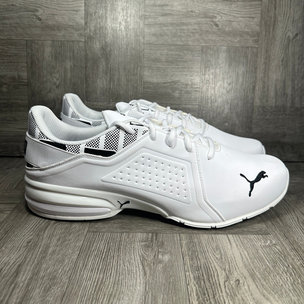 Puma Viz Runner Graphic Sneaker Men 11 White Black Athletic NEW 377333-01
